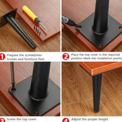 Sæt med 4 Charge møbelben, 15 cm metalskabsben, tilspidsede bordben, møbelben til skabe{DH}
