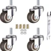 Sæt med 4 drejelige møbelhjul - M6 X 15mm - Med 25mm gevind - Blød gummi - Tpe gevind - Mini møbelhjul (25mm)