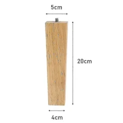 Sæt med 4 firkantede møbelben i egetræ 20cm