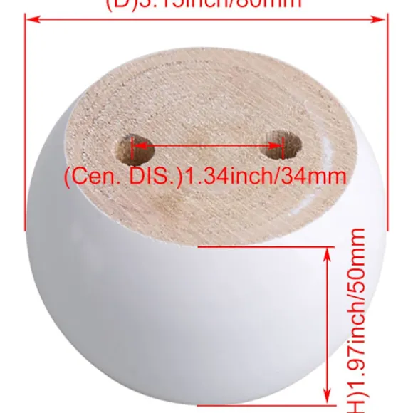 Sæt med 4 hvide runde møbelben i eukalyptustræ 8 x 8 x 5 cm - XF4 -