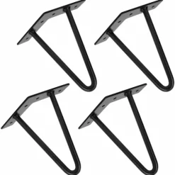 Sæt med 4 industrielle sofabordsben, 15 cm, hårnåleben smedejerns bordsstativ, møbelben med skruer til sofabord, lavt skab, TV-bord