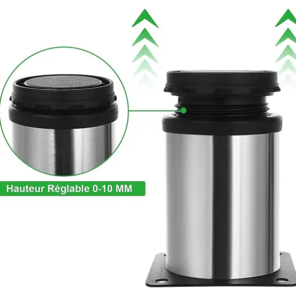 Sæt med 8 justerbare møbelben 80 mm høje skabsben,