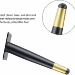 Sæt med 4 møbelben 10 cm vippe guld metal bordben med skridsikker lydløs bund sort+guld