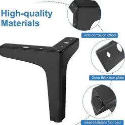 Sæt med 4 møbelben, belastning op til 800 kg, 10 cm moderne metal trekantformet bordben, hårnåls møbelben til skab, sofa, med 16 skruer og 4