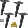 Sæt med 4 møbelben, der kan bære op til 600 kg, 15 cm metalskabeben, koniske bordben, møbelben til skab, sofa, med skruer og lydløse, ikke-glid