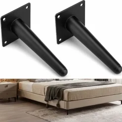 Sæt med 4 møbelben, der kan bære op til 600 kg, 15 cm metalskabeben, koniske bordben, møbelben til skab, sofa, med skruer og lydløse, ikke-glid