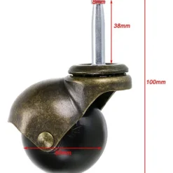 Sæt med 4 Møbelhjul 50mm Vintage Kuglehjul til Møbler