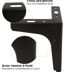Sæt med 8 metal sofaben, 13 cm, metal sofabordsben, belastning op til 600 kg, sorte møbelben, smedejern/sofabordsstand, TV-stand med 40 skruer