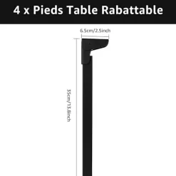 Sæt med 4 sammenklappelige bordben 35 CM, 90 graders sammenklappelige bordben, sorte sammenklappelige sofabordsben til
