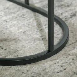 Sæt Med 2 Sofaborde Runde Ovale Bestillingsbord Sofabord Stabelbart Med Imiteret Marmorside Op Til 30 Kg Mdf Stål Sort Ø50 X 50,5H Cm