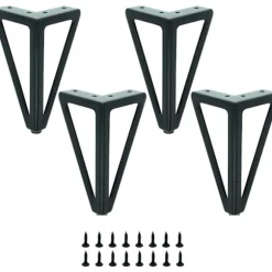 Sæt med 4 sorte metalbordben - Udskiftelige møbelben