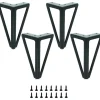 Sæt med 4 sorte metalbordben - Udskiftelige møbelben - til sofabord/tv/sofa/seng og andre møbelben - med skruer. (15cm)