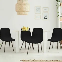 Sæt med 4 sorte, skandinaviske stretch-stolbetræk til moderne spisestuestole