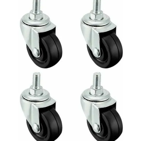Sæt med 4 stk. 40 mm gummihjul med M8 gevindstang.