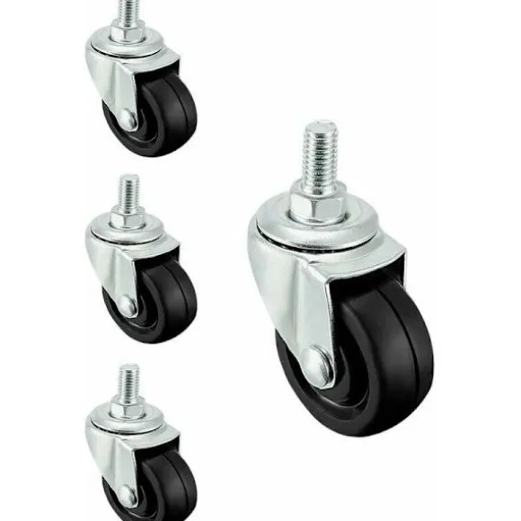 Sæt med 4 stk. 40 mm gummihjul med M8 gevindstang.
