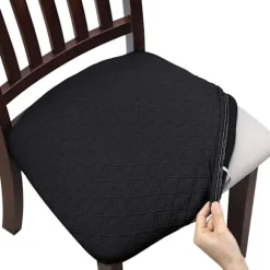 Sæt med 4 strækbare Jacquard-stolbetræk, aftagelige og W