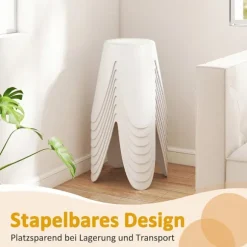 Stabelbare plastikstole med hynder, 8-pak, hvid