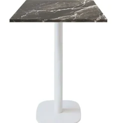 Ståbord 60 x 60 cm - Rund model med hvid kongelig marmor fod Svart