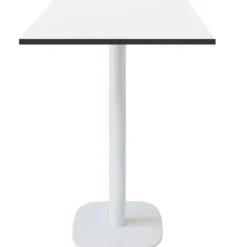 Ståbord 60 x 60 cm - Rund model, hvid bund, sorte kanter Vit