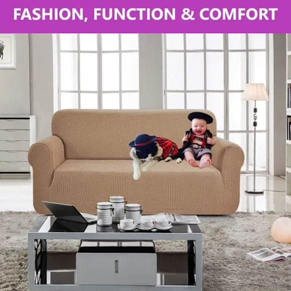 Stilrent Stretch Betræk til Sofa, 1-Delet, Høj Stretch, Tykt og Blødt Sofabetræk, Maskinvaskbart, Skridsikkert Blu-FA- Blue 1 seater/chair