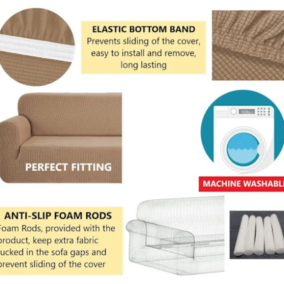 Stilrent Stretch Betræk til Sofa, 1-Delet, Høj Stretch, Tykt og Blødt Sofabetræk, Maskinvaskbart, Skridsikkert Blu-FA- Blue 1 seater/chair