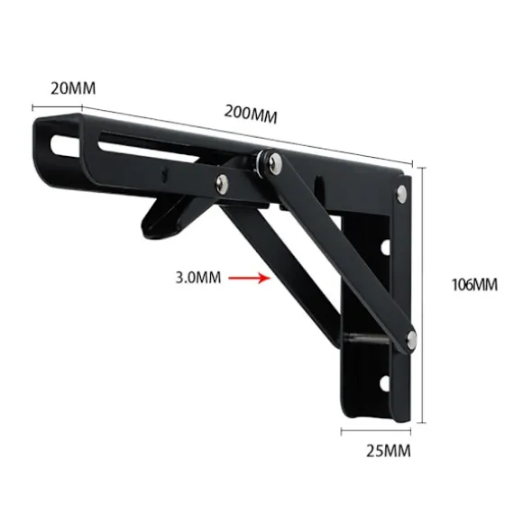stk. 200 mm sort vægfoldningsbeslag, foldebeslag beslag foldebeslag tung Loa(bt)
