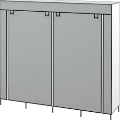 Stof Garderobe Med Bøjlestang, 10 Rum, 4 Skuffer, Garderobe I Fleece Look, Mørkegrå