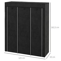 Stofgarderobe Med Bøjlestang, 8 Niveauer, Lysegrå, 125X43X162,5Cm, Pladsbesparende Foldeskab Til Entre