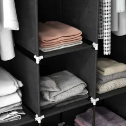 Stofgarderobe Med Bøjlestang, 8 Niveauer, Lysegrå, 125X43X162,5Cm, Pladsbesparende Foldeskab Til Entre