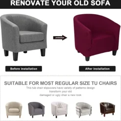 Stolbetræk Stretch Barrel Stol Slipcovers Ensfarvet Tub