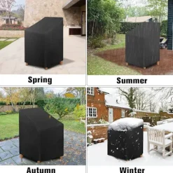 Stolbetræk til havestole, beskyttende overtræk til stabelbare stole, vandtæt Oxford-stof udendørs stolovertræk (64 x 64 x 120 cm)