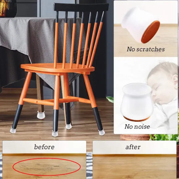 Stolebens gulvbeskytter Silikone stolebensbeskyttere 20 stk. - Perfekt