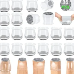 Stolebensbeskytter, Transparent Silikone Stolebensbeskytter med Filt Stolefod til Stoleben