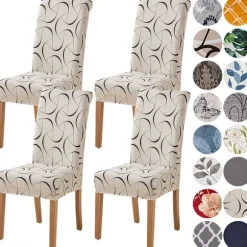 Stolebetræk Slipcovers 4/6 stk. Strækbar Aftagelig Vaskbar Kort Spisestuestol Beskyttelsesbetræk Sæde til Hotel, Spisestue, Ceremoni (Vilkaarligt, 4 stk.) | Fyndiq