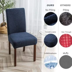 Stolebetræk til spisestuestole Spisestuestolebetræk Strækbare køkken Parsons stolebetræk (Navy Blue, 2 stk.)