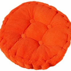 Stolepude, tyk fyld, quiltet, rund, til indendørs og udendørs spisning, rund pude, orange