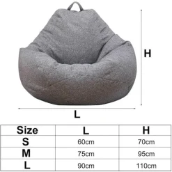 Stort Betræk til Sækkestol Sofa Farve Simpelt Design Indendørs Lazy Lounger Betræk til Voksne og Børn uden Fyld