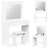 Stort moderne kosmetisk toiletbord, spejlbelysning