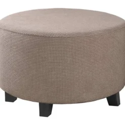 Stræk Jacquard Ottoman Betræk (Grå, Lille), Fodskammelbeskytter, Møbelbeskytter, Skammelbeskytter med skridsikker elastisk bund