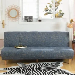 Strækbar armløs sofaovertræk, Universal armløs sofaovertræk Alle dækkede folde sofa beskytter, Nem at installere og rengøre, 3 sæder Clic Clac overtræk, Blå | Fyndiq