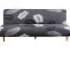 Strækbar elastisk betræk til armløs sofa, futonbetræk med bladprintdesign, varmebestandigt betræk uden armlæn, maskinvaskbar sofa