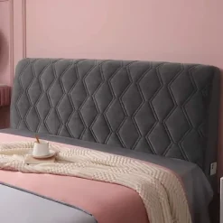 Strækbar Hovedgavl Betræk Slipcover Ryglæn Betræk, Slip Beskyttelsesbetræk til Enkeltmands Seng, Vaskbar (Mørkegrå, Størrelse: 150cm)