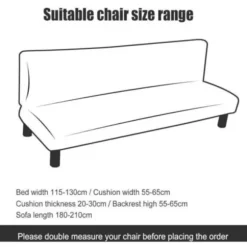 Strækbar sofabetræk uden armlæn – Polyester og spandex – Elastisk pasform – Maskinvaskbar – Til sovesofaer 180-220cm