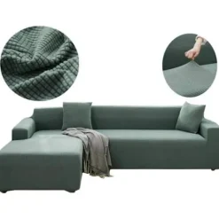 Strækbar Sofabetræk, YSTP Hjørnesofabetræk, til 3-personers sofa eller L-formet sofa, Grøn, 190-230 cm Green