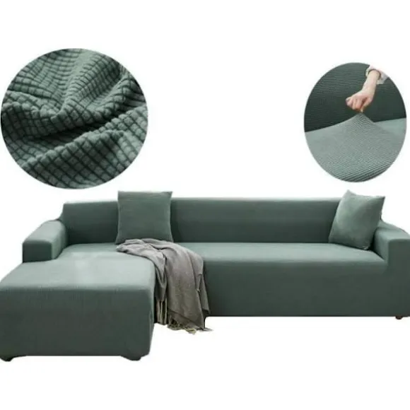 Strækbar Sofabetræk, YSTP Hjørnesofabetræk, til 3-personers sofa eller L-formet sofa, Grøn, 190-230 cm Green