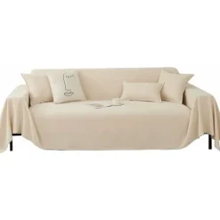 Strækbar Sofaovertræk Sofa Håndklæde Dekoration Universal Fire Sæsoner Vævet Sofa Håndklæde Sofa Beskytter til Kæledyr Børn 180 130cm-Beige