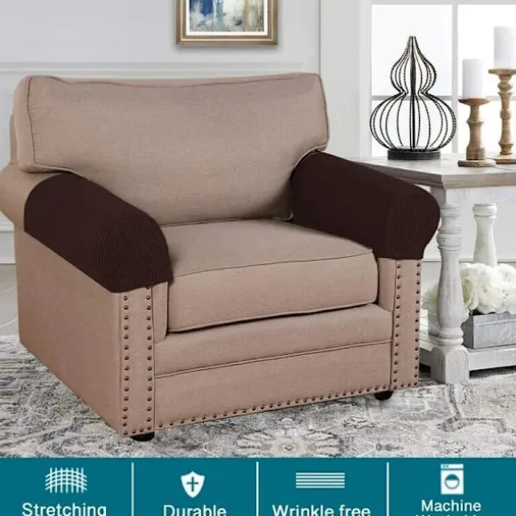 Strækbare armlænsbetræk til stole og sofaer, armlænsbetræk til sofa, spandex jacquard armlænsbetræk, skridsikre møbelbeskyttere, vaskbare armlæn