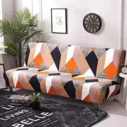 Strækbart sovesofabetræk, futonbetræk med vintage mønsterprint, strækbart møbelbeskyttelse til armløs sofa, sikker pasform