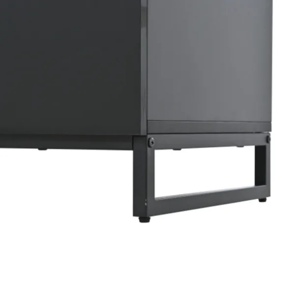 Stue skænk 140x39,5x78,5 cm, kommode med 6 skuffer, 3 metalben, højglans hvid & sort, høj belastningskapacitet Black
