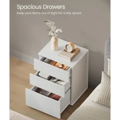 Superhurtig Montering Uden Værktøj, Natbord, 3 Opbevaringsskuffer, Sidebord, Cappuccino Beige